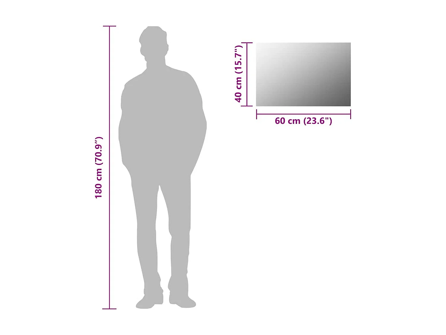 Specchio da parete 60 x 40 cm Rettangolare in Vetro