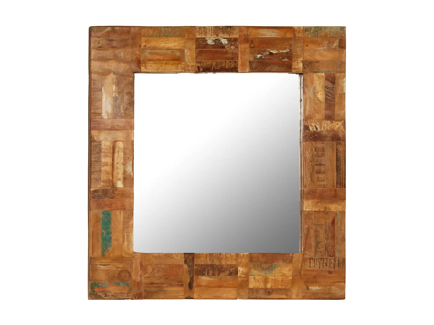 Specchio da parete in legno massello di recupero 60 x 60 cm