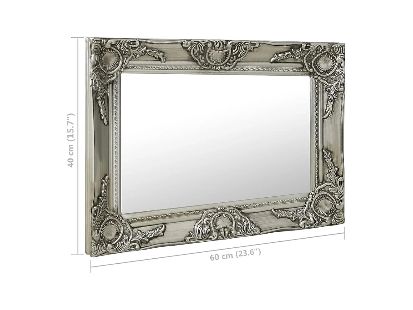 Wandspiegel in barokstijl 60x40 cm Zilver
