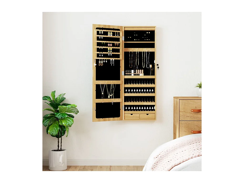 Armoire à bijoux avec miroir et éclairage LED mural