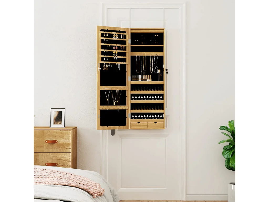 Armoire à bijoux avec miroir et éclairage LED mural