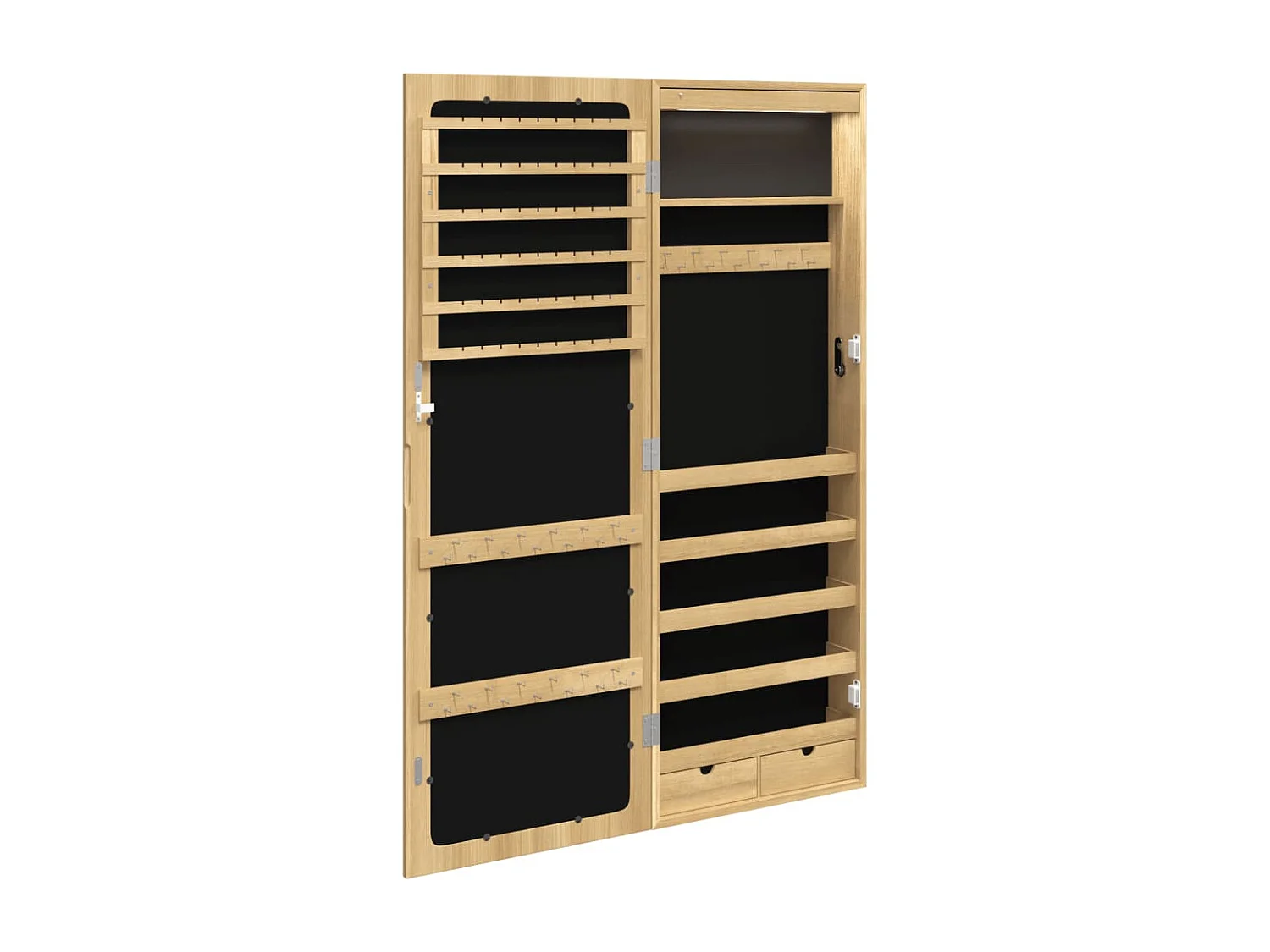 Armoire à bijoux avec miroir et éclairage LED mural