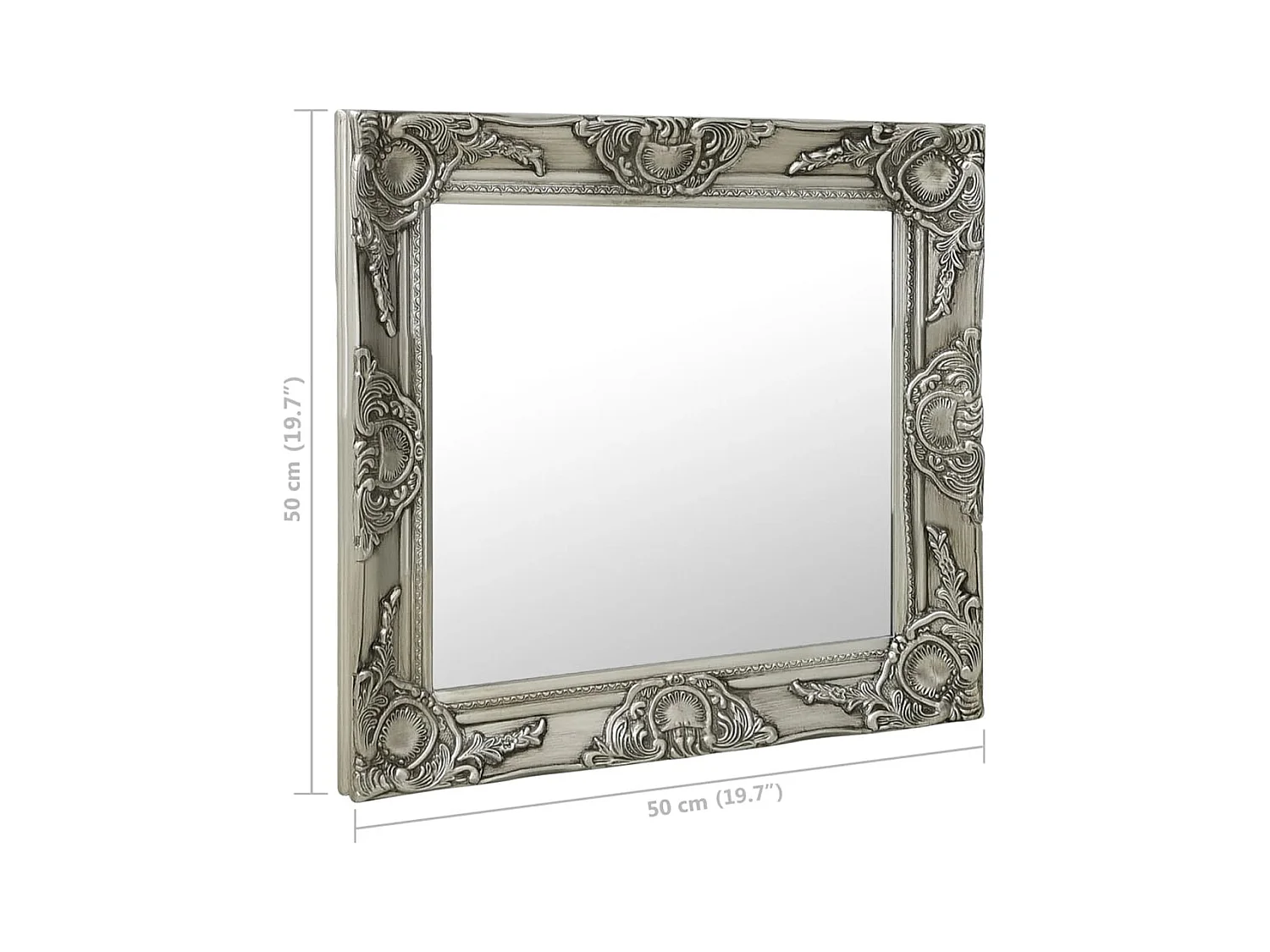 Specchio da parete in stile barocco 50x50 cm Argento