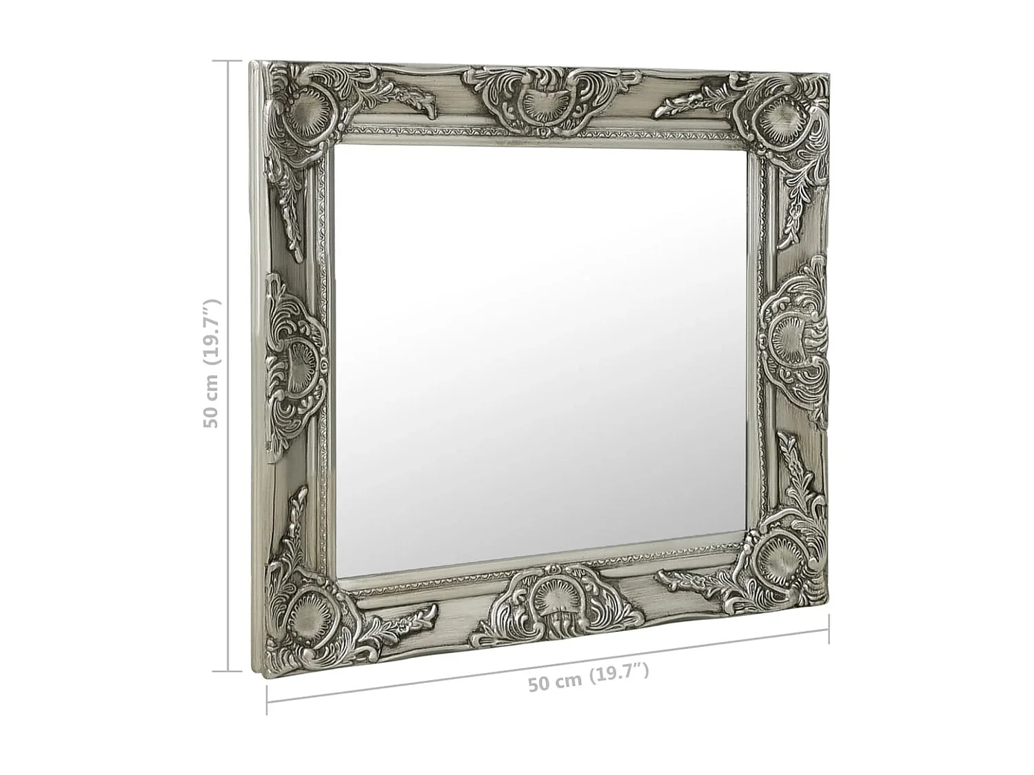 Espejo de pared estilo barroco 50x50 cm Plata