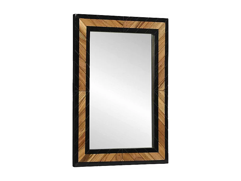 Miroir Noir et Marron 70 x 2 x 70 cm Bois massif d'acacia