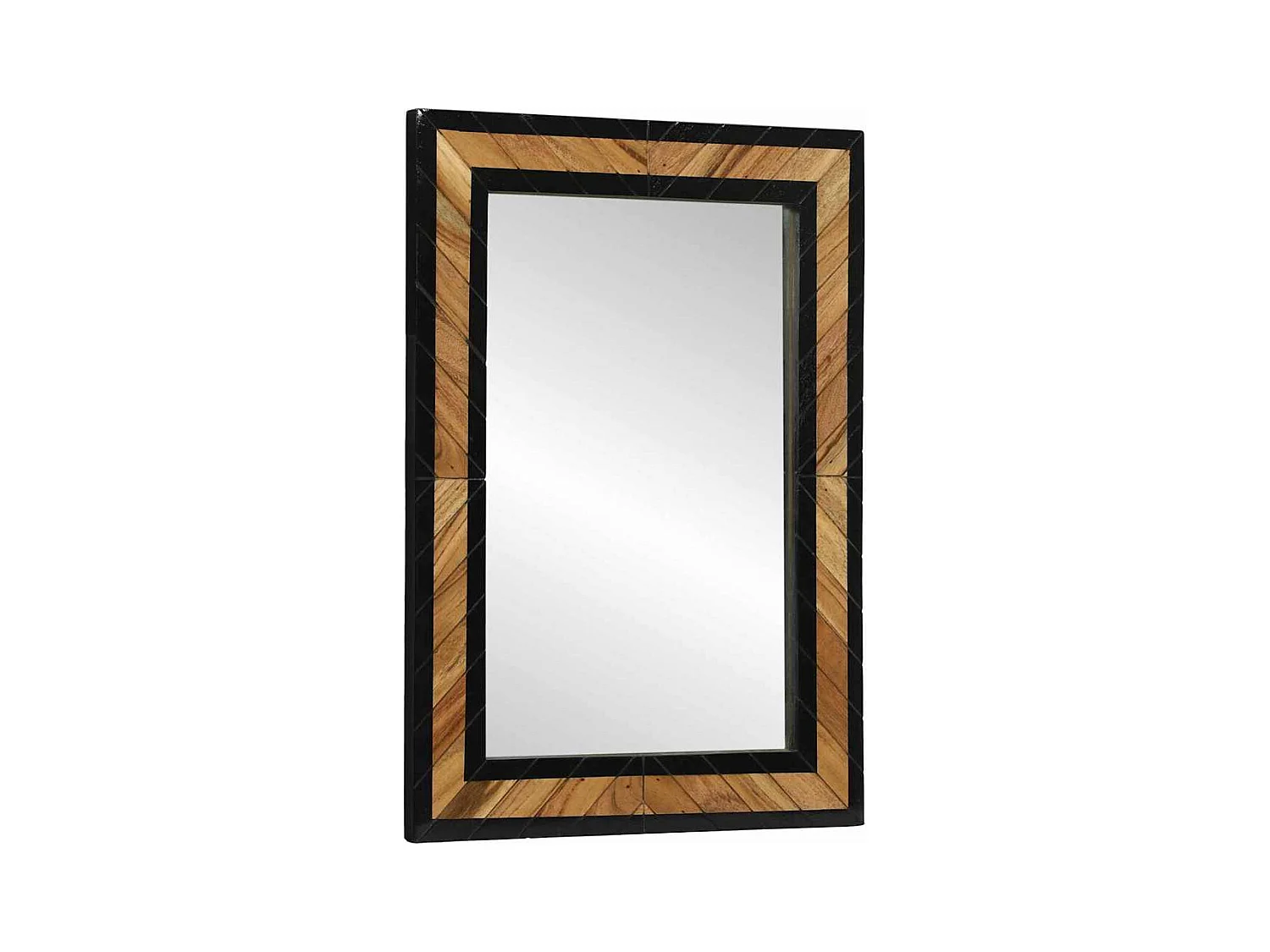 Miroir Noir et Marron 70 x 2 x 70 cm Bois massif d'acacia