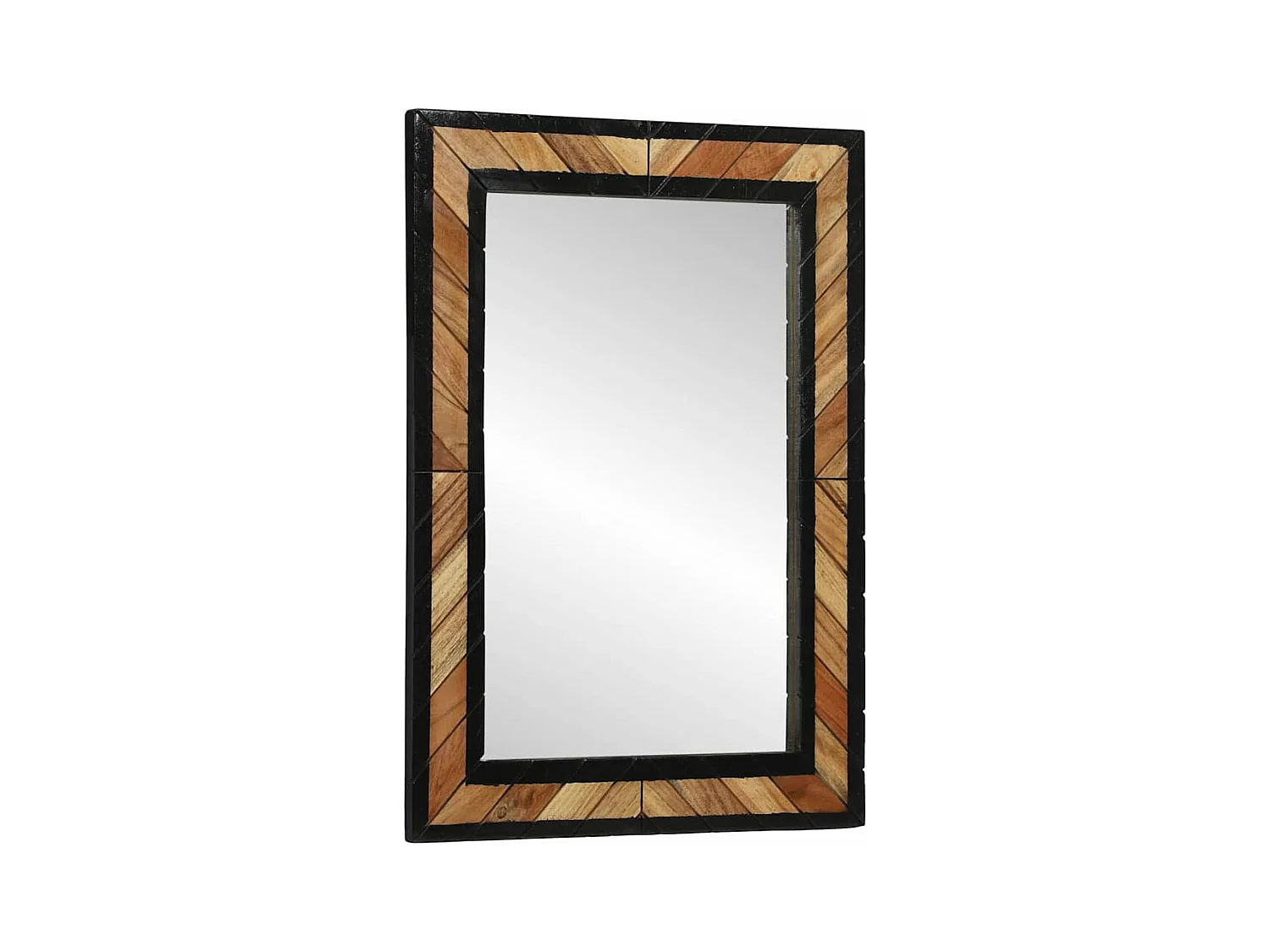 Miroir Noir et Marron 70 x 2 x 70 cm Bois massif d'acacia