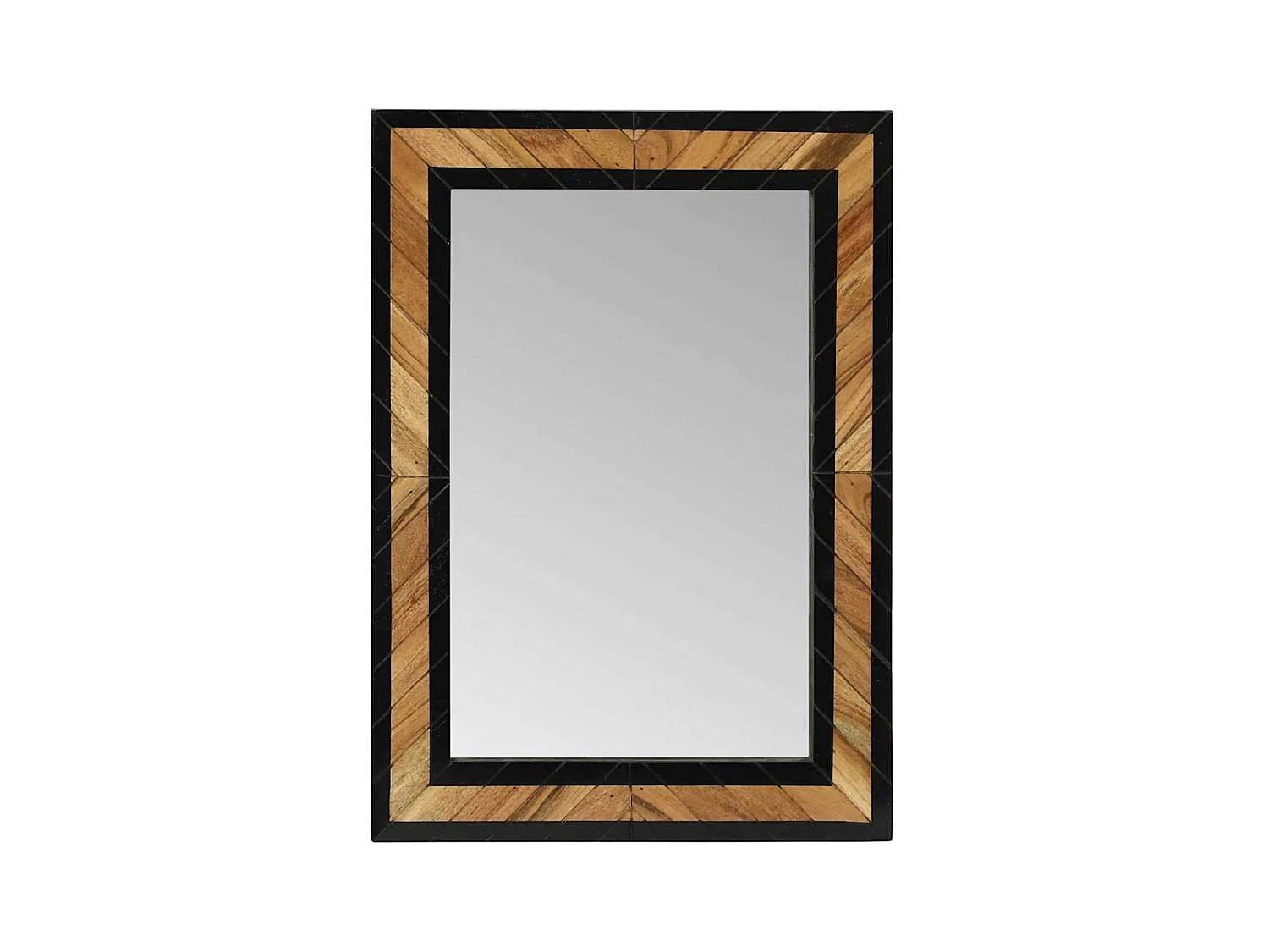 Miroir Noir et Marron 70 x 2 x 70 cm Bois massif d'acacia