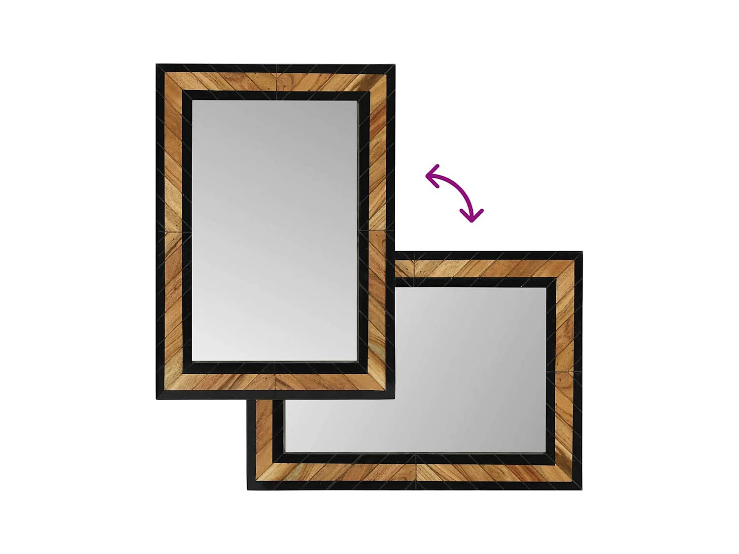 Zwarte en bruine spiegel 70 x 2 x 70 cm massief acaciahout