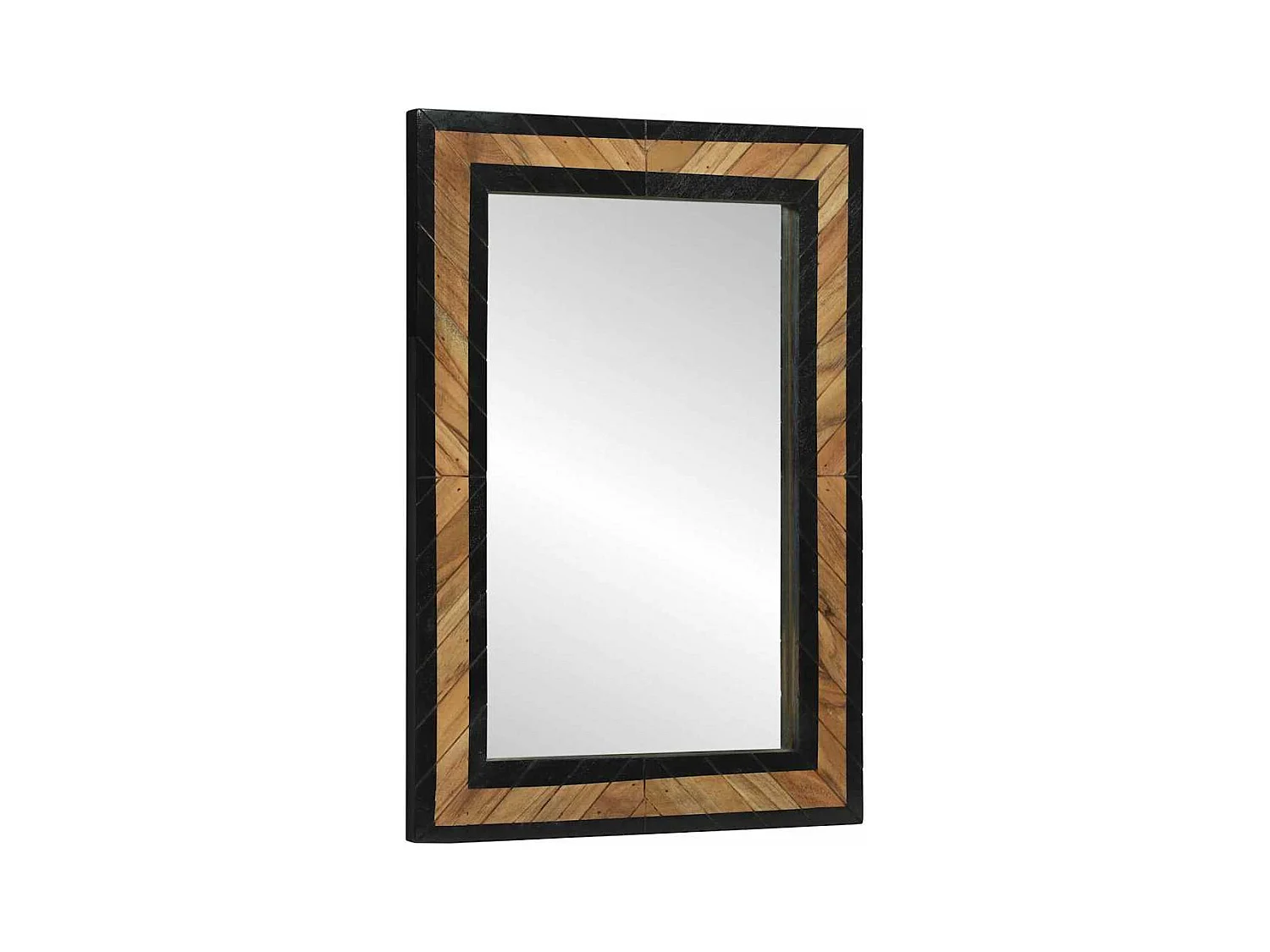 Zwarte en bruine spiegel 70 x 2 x 70 cm massief acaciahout