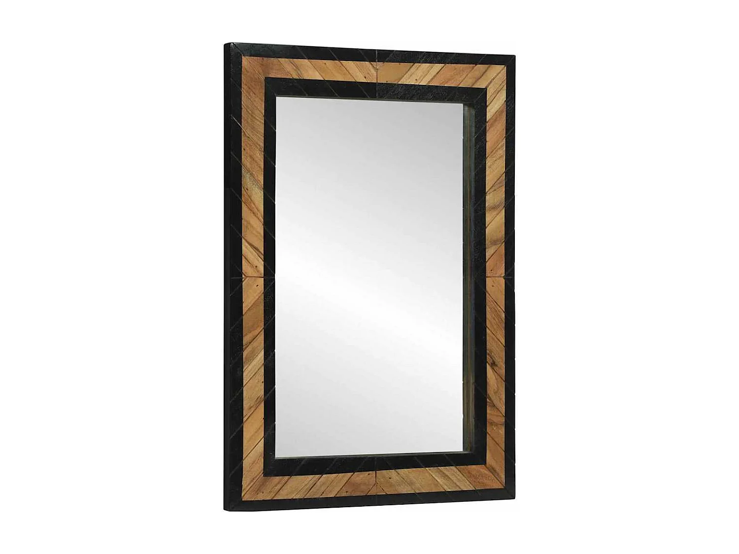 Miroir Noir et Marron 70 x 2 x 70 cm Bois massif d'acacia