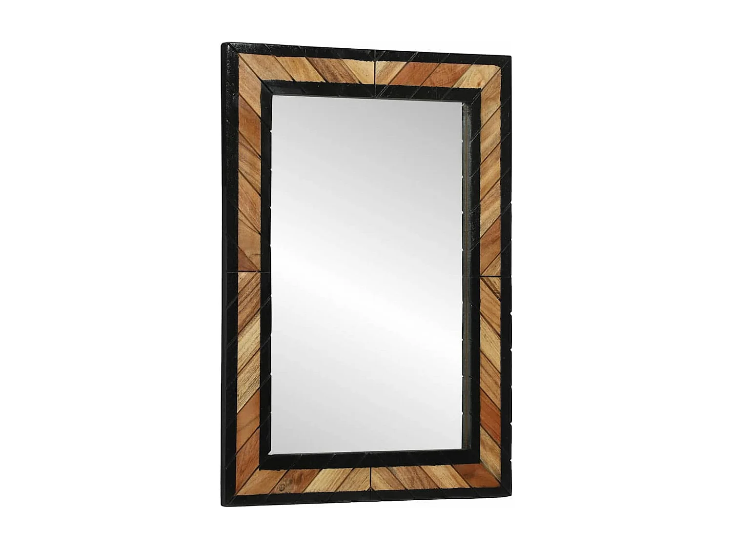 Miroir Noir et Marron 70 x 2 x 70 cm Bois massif d'acacia
