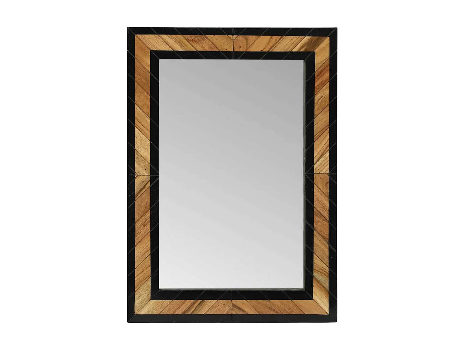 Miroir Noir et Marron 70 x 2 x 70 cm Bois massif d'acacia