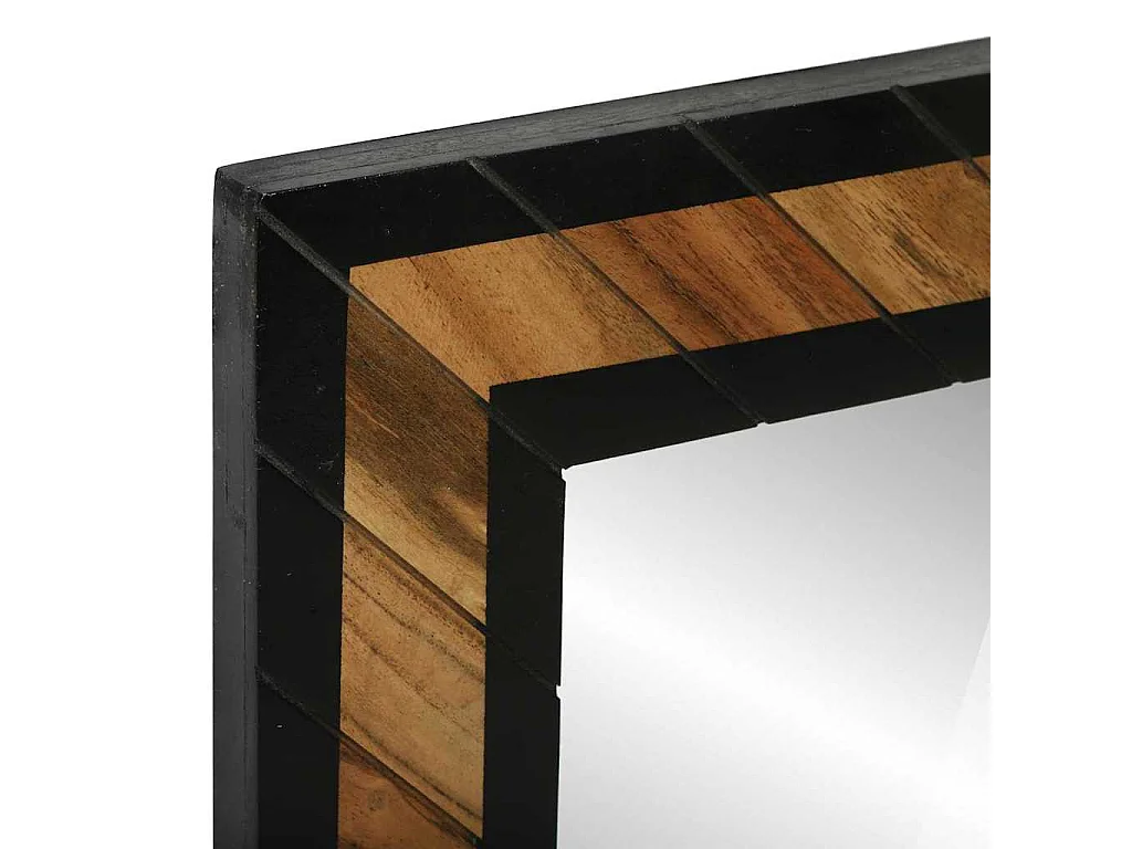 Miroir Noir et Marron 70 x 2 x 70 cm Bois massif d'acacia