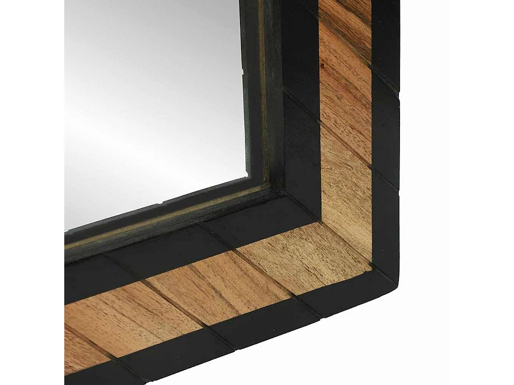 Miroir Noir et Marron 70 x 2 x 70 cm Bois massif d'acacia