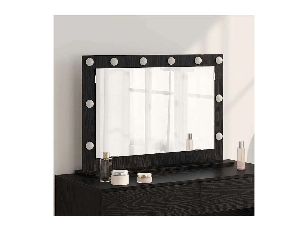 Miroir de vanité avec miroir Chêne noir 80 x 15 x 18 cm