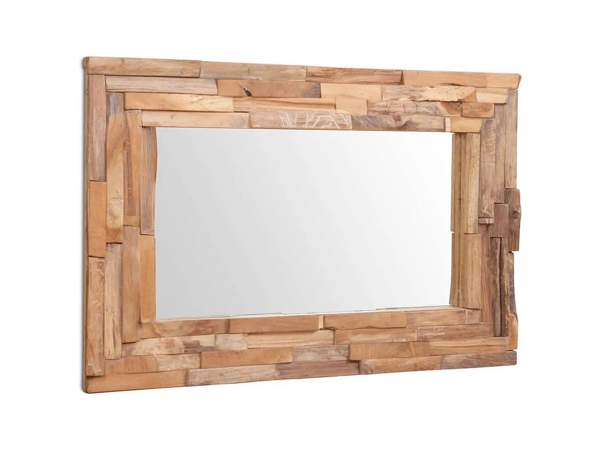 Decoratieve teakhouten spiegel 90x60 cm rechthoekig