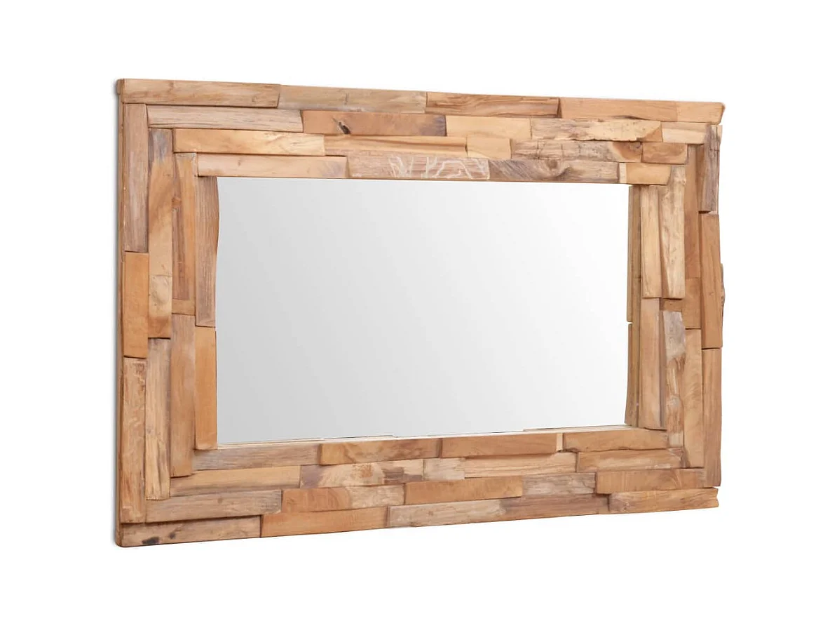 Decoratieve teakhouten spiegel 90x60 cm rechthoekig