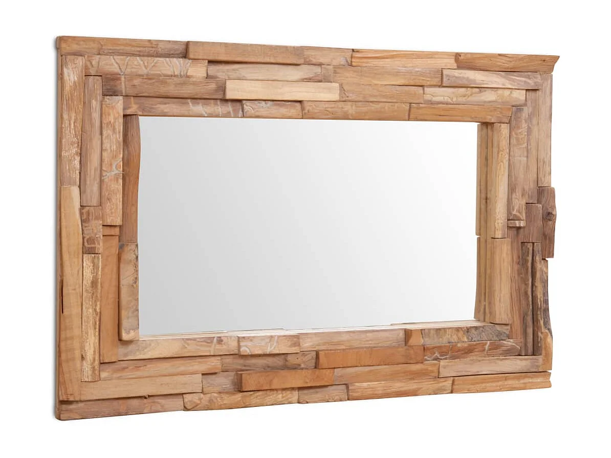 Specchio decorativo in teak 90x60 cm rettangolare