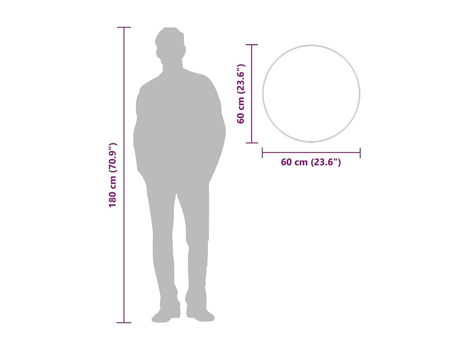 Espejo de pared dorado Ø 60 cm Redondo