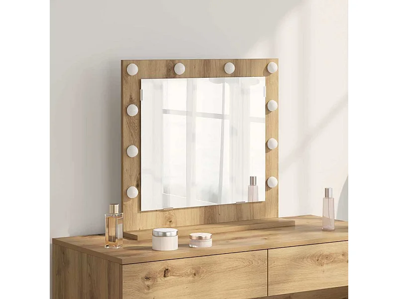 Miroir de vanité avec miroir Chêne artisanal 60 x 55 x 18 cm