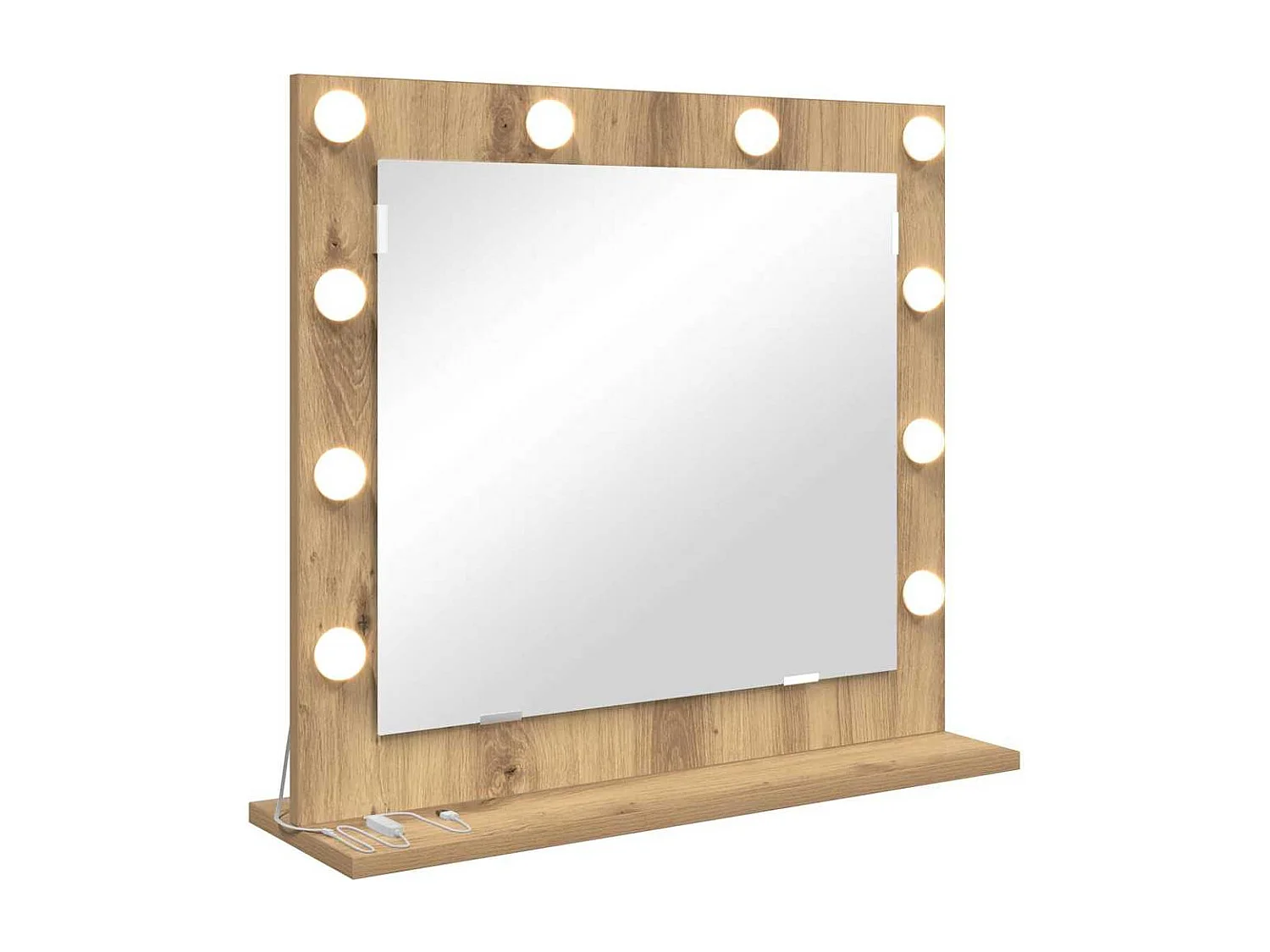 Miroir de vanité avec miroir Chêne artisanal 60 x 55 x 18 cm