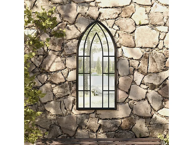 Schwarzer Gartenspiegel 100x45 cm Eisen für den Außenbereich