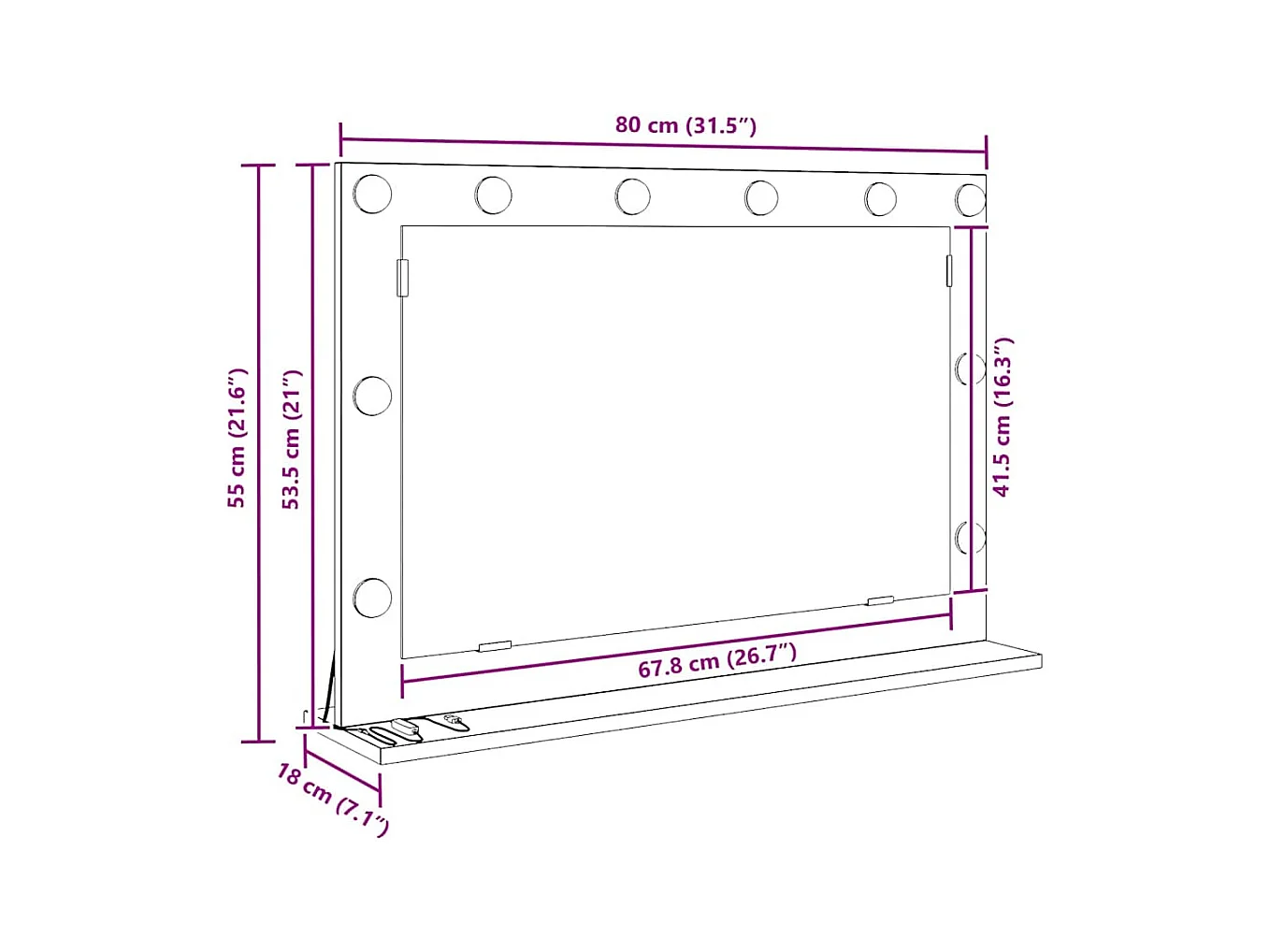 Miroir de vanité avec miroir Bois Ancien 80 x 55 x 18 cm