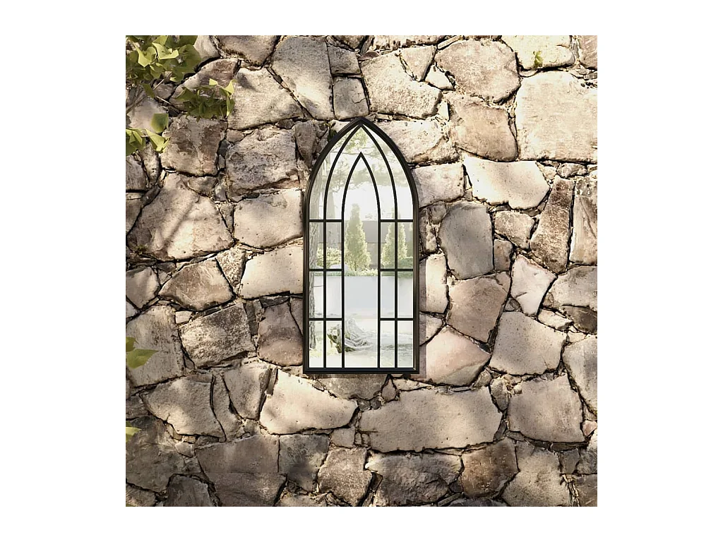 Espejo de jardín negro 70x30 cm Hierro para uso exterior