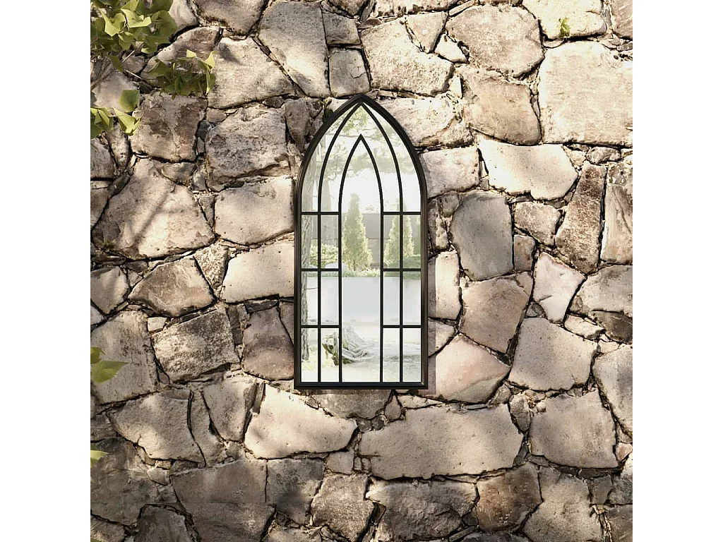 Specchio da giardino nero 70x30 cm in ferro per uso esterno