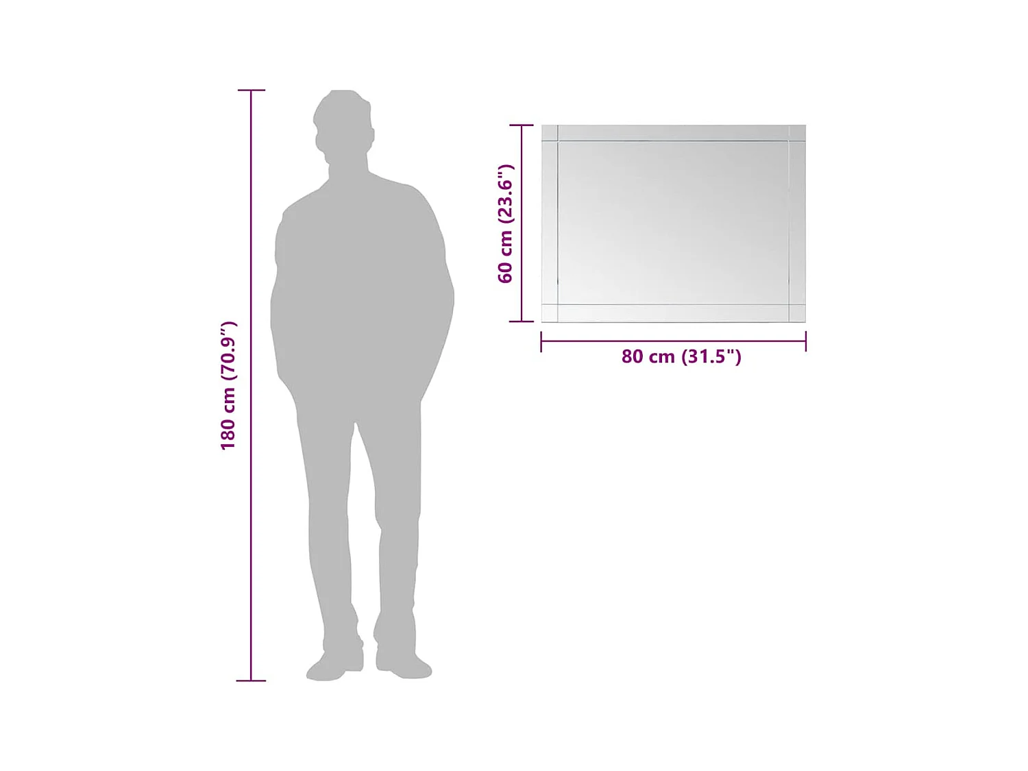 Wandspiegel 80x60 cm Glas