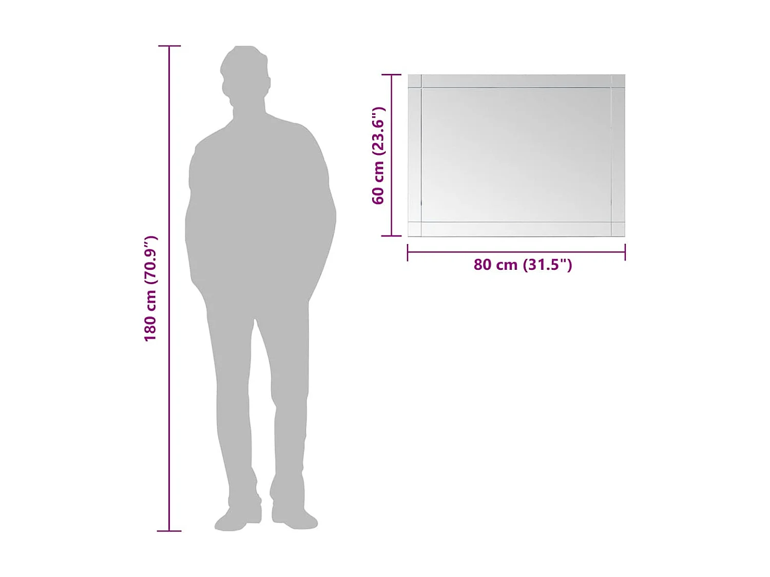 Specchio da parete 80x60 cm Vetro