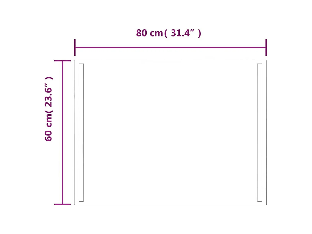 Miroir de salle de bain à LED 80x60 cm