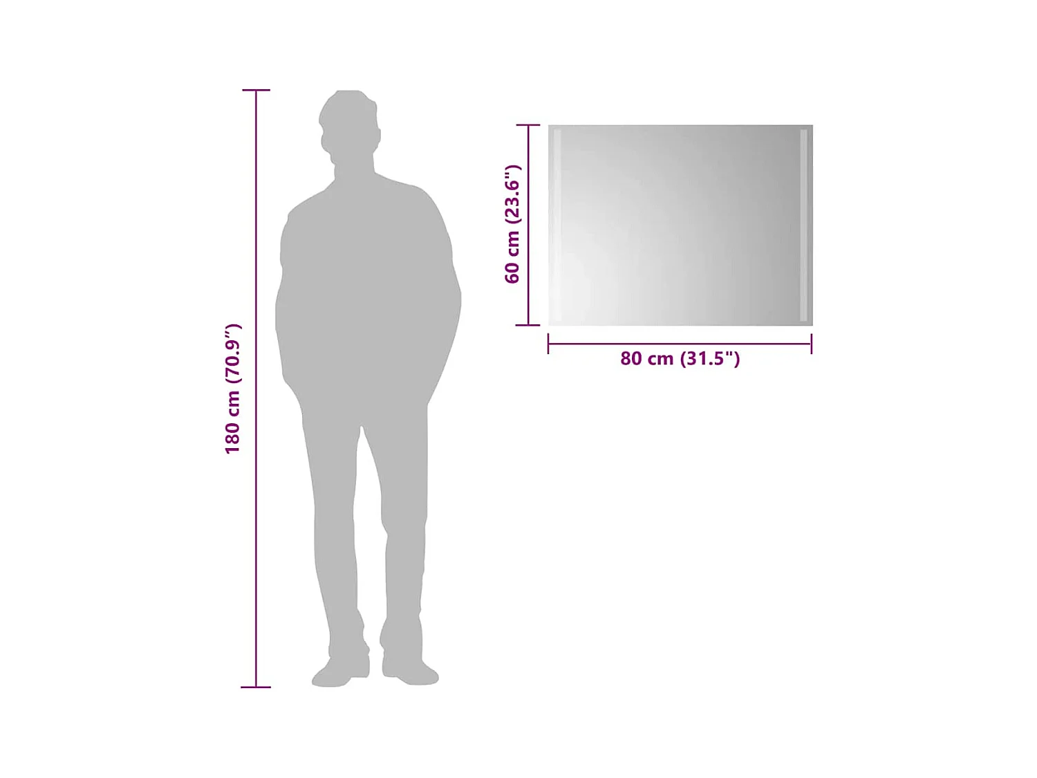 Miroir de salle de bain à LED 80x60 cm