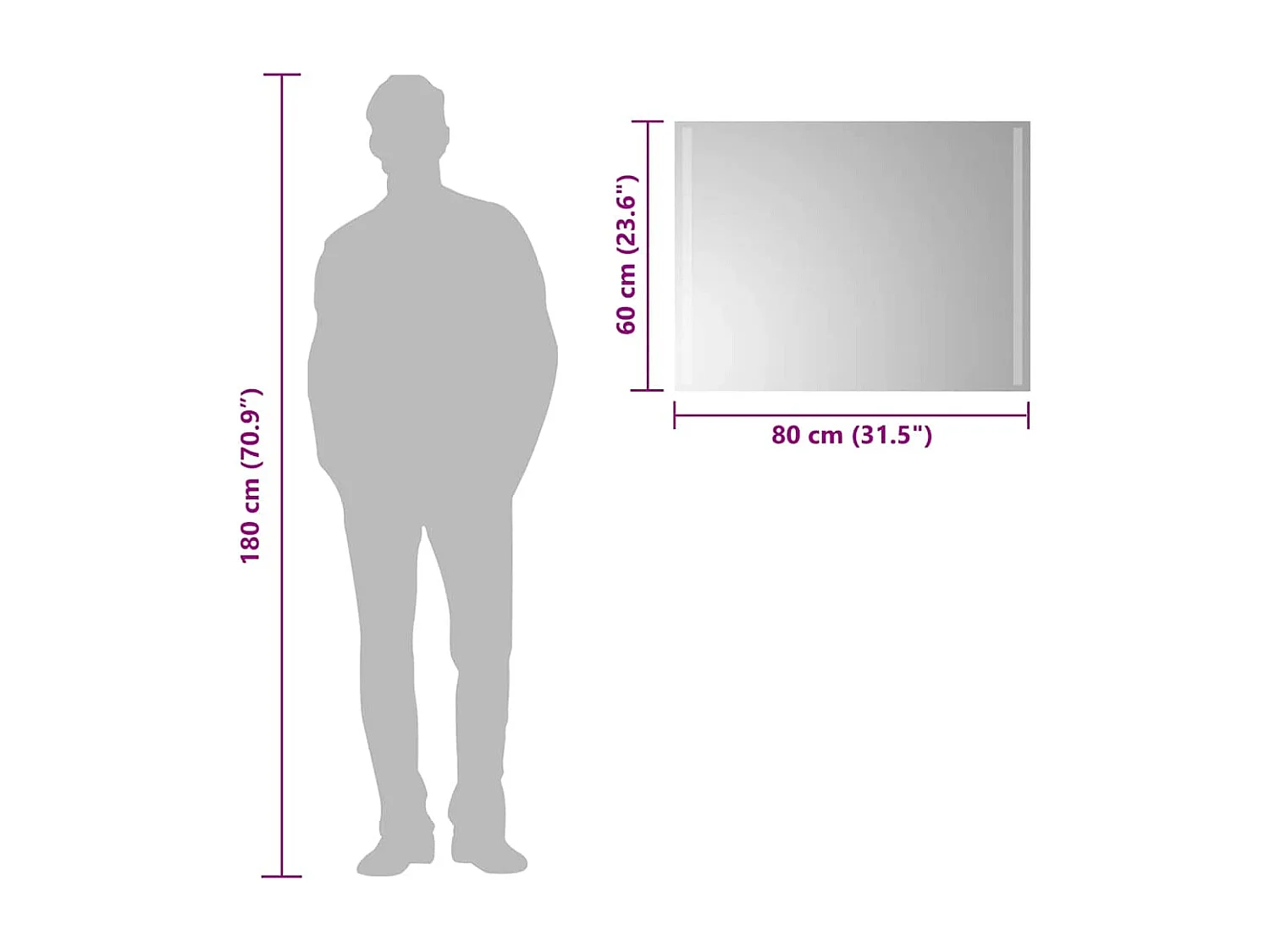 Miroir de salle de bain à LED 80x60 cm