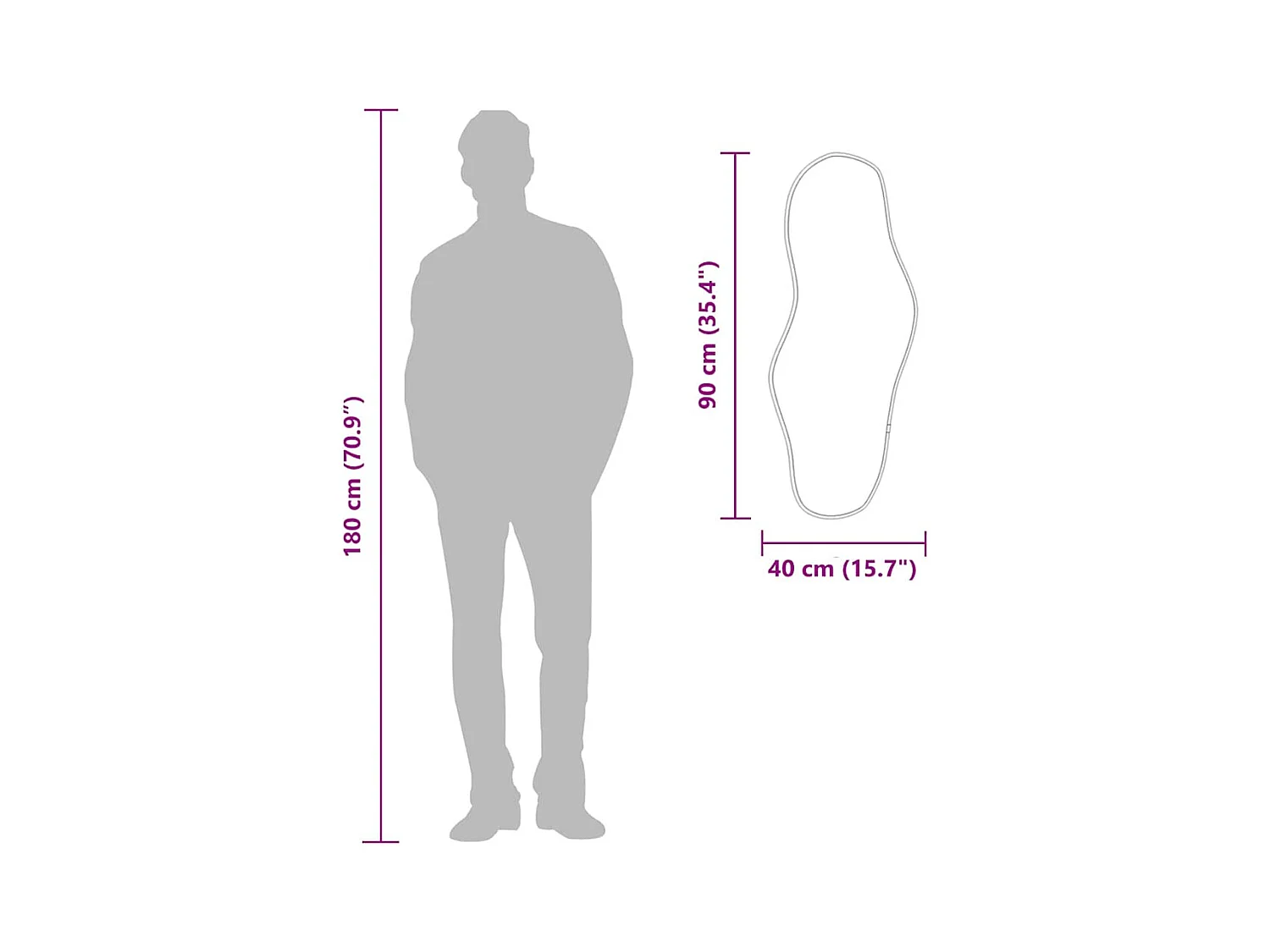 Specchio da parete nero 90x40 cm