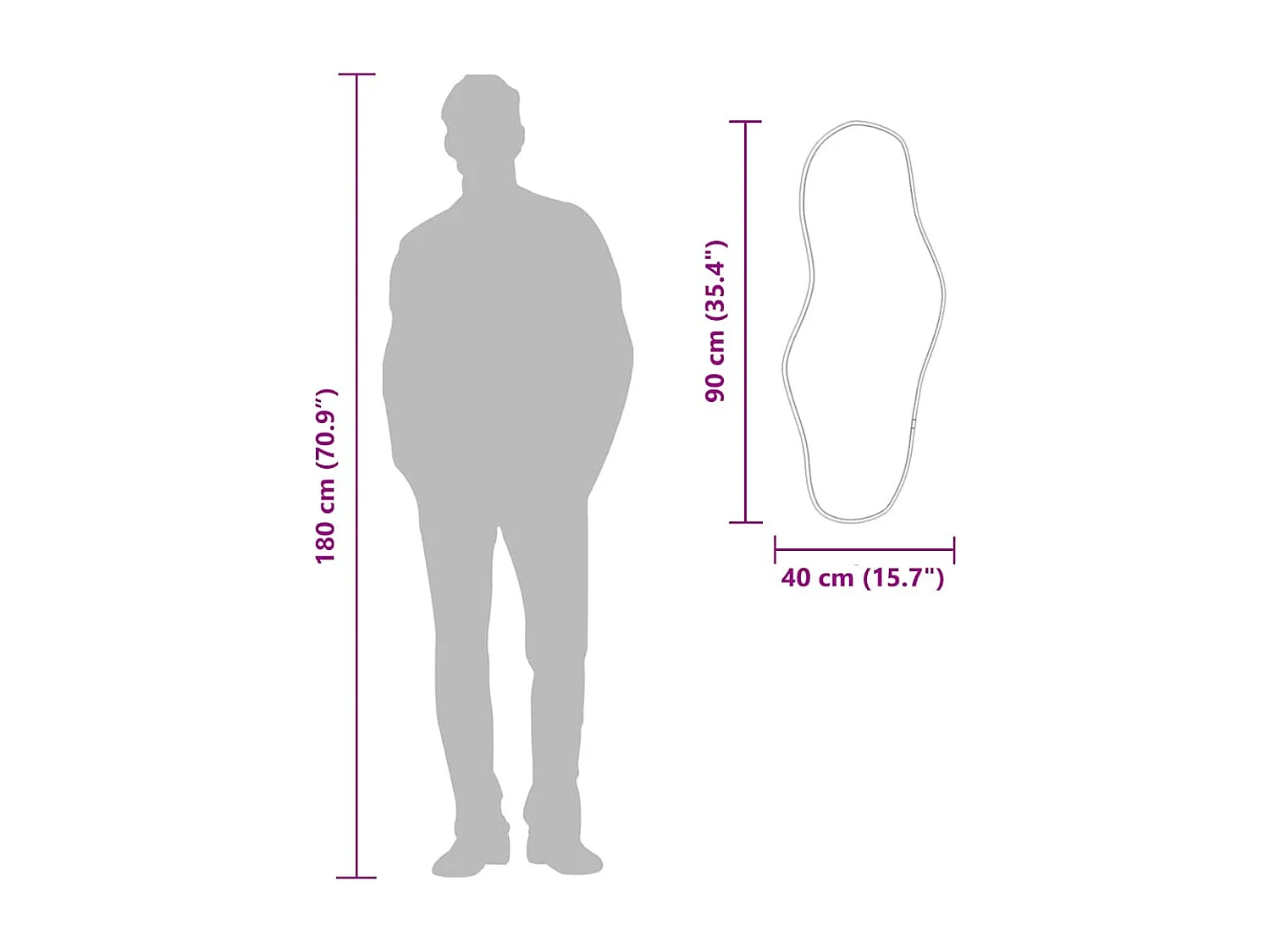 Zwarte wandspiegel 90x40 cm