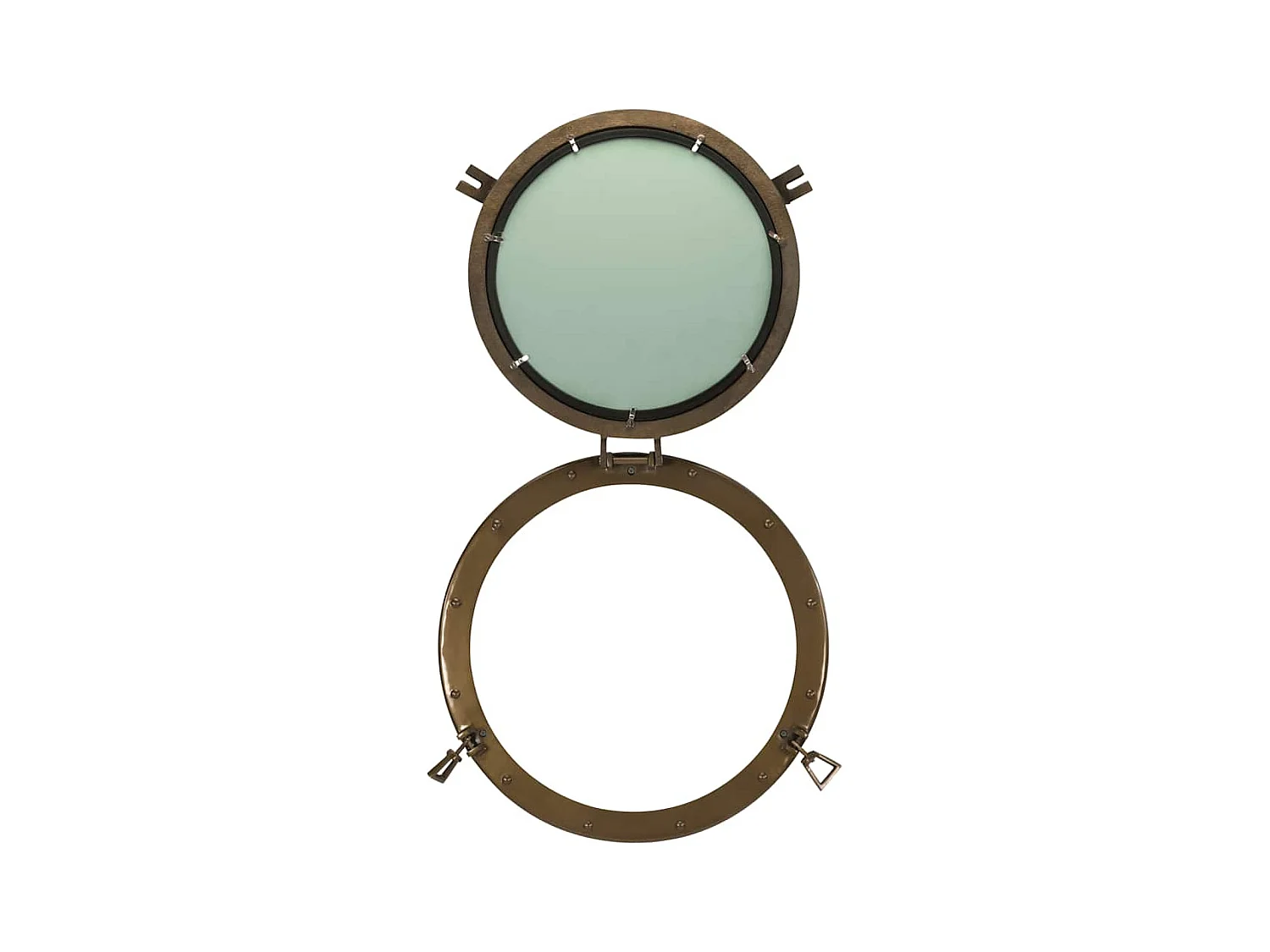 Patrijspoortvormige wandspiegel Ø50 cm aluminium en glas