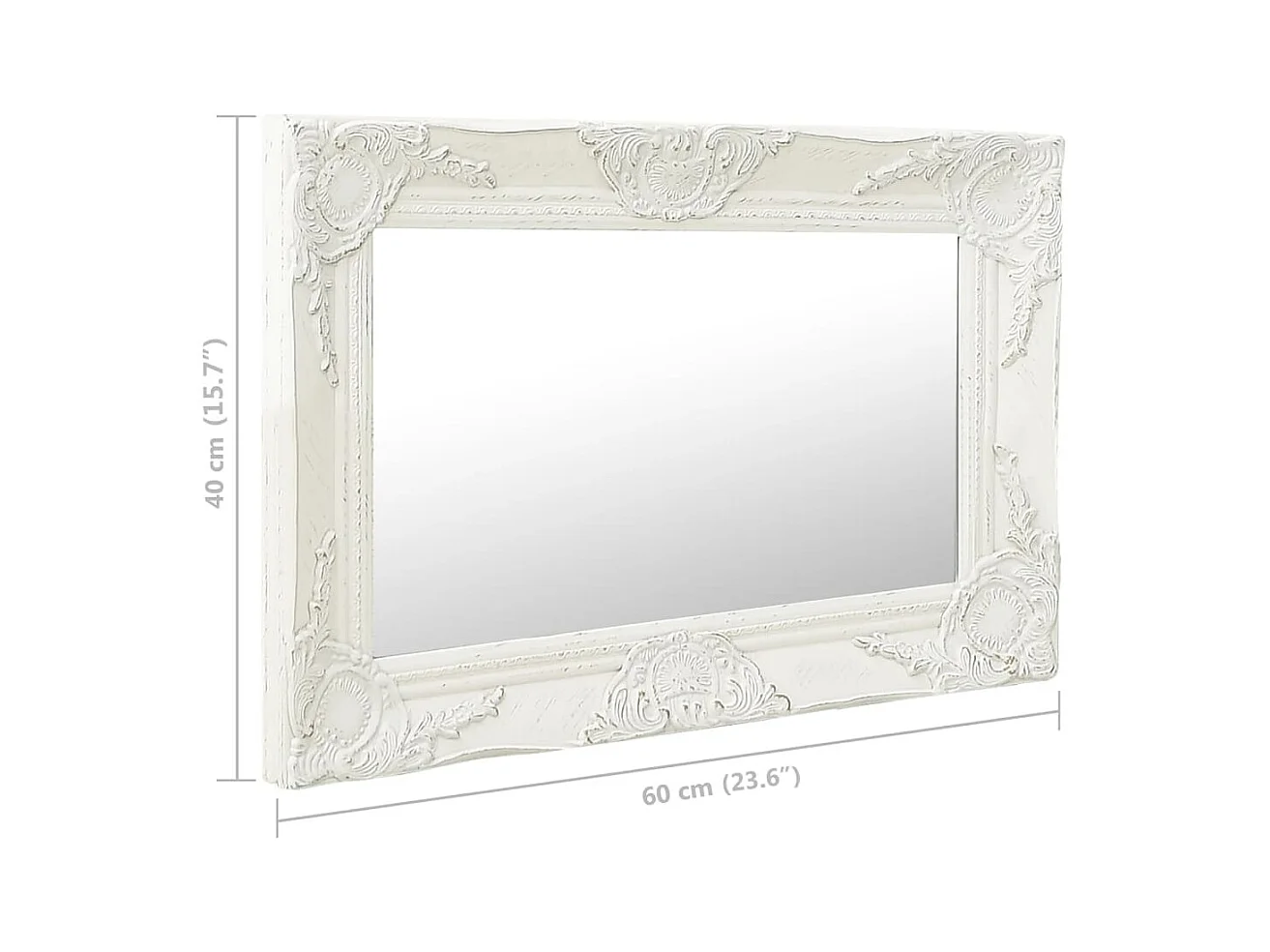 Espejo de pared estilo barroco 60x40 cm Blanco