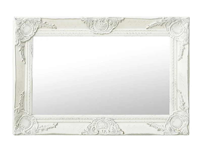 Espejo de pared estilo barroco 60x40 cm Blanco