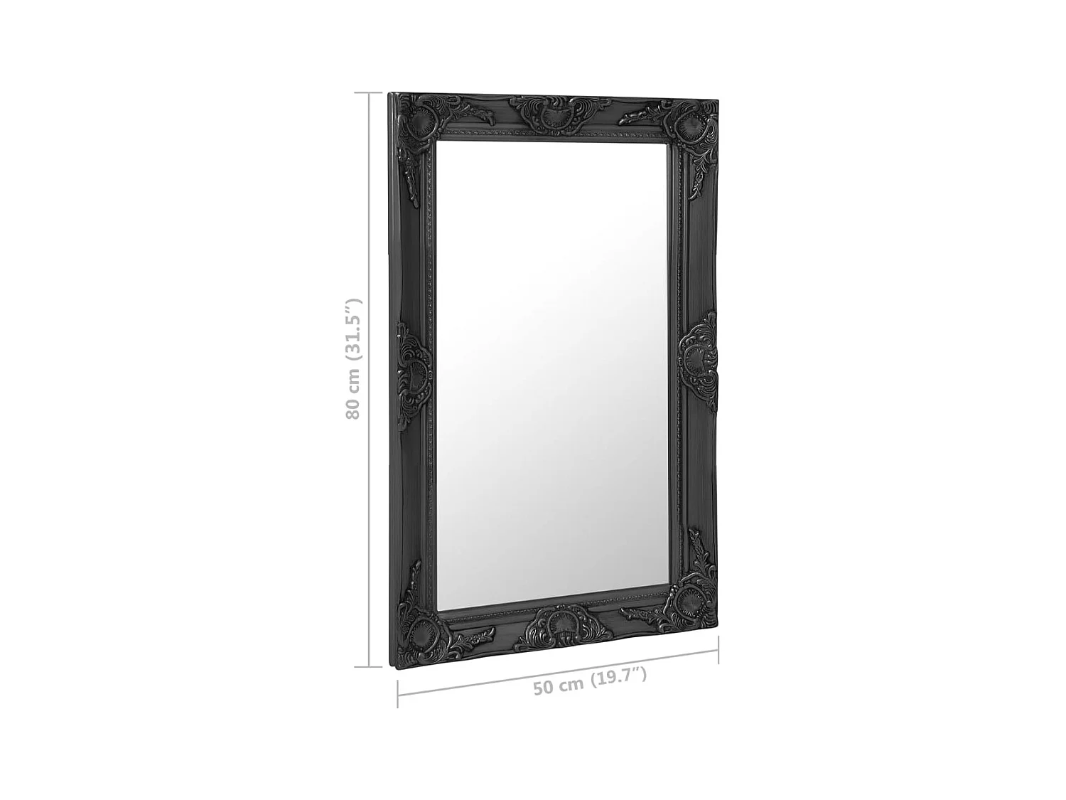 Specchio da parete in stile barocco 50x80 cm nero