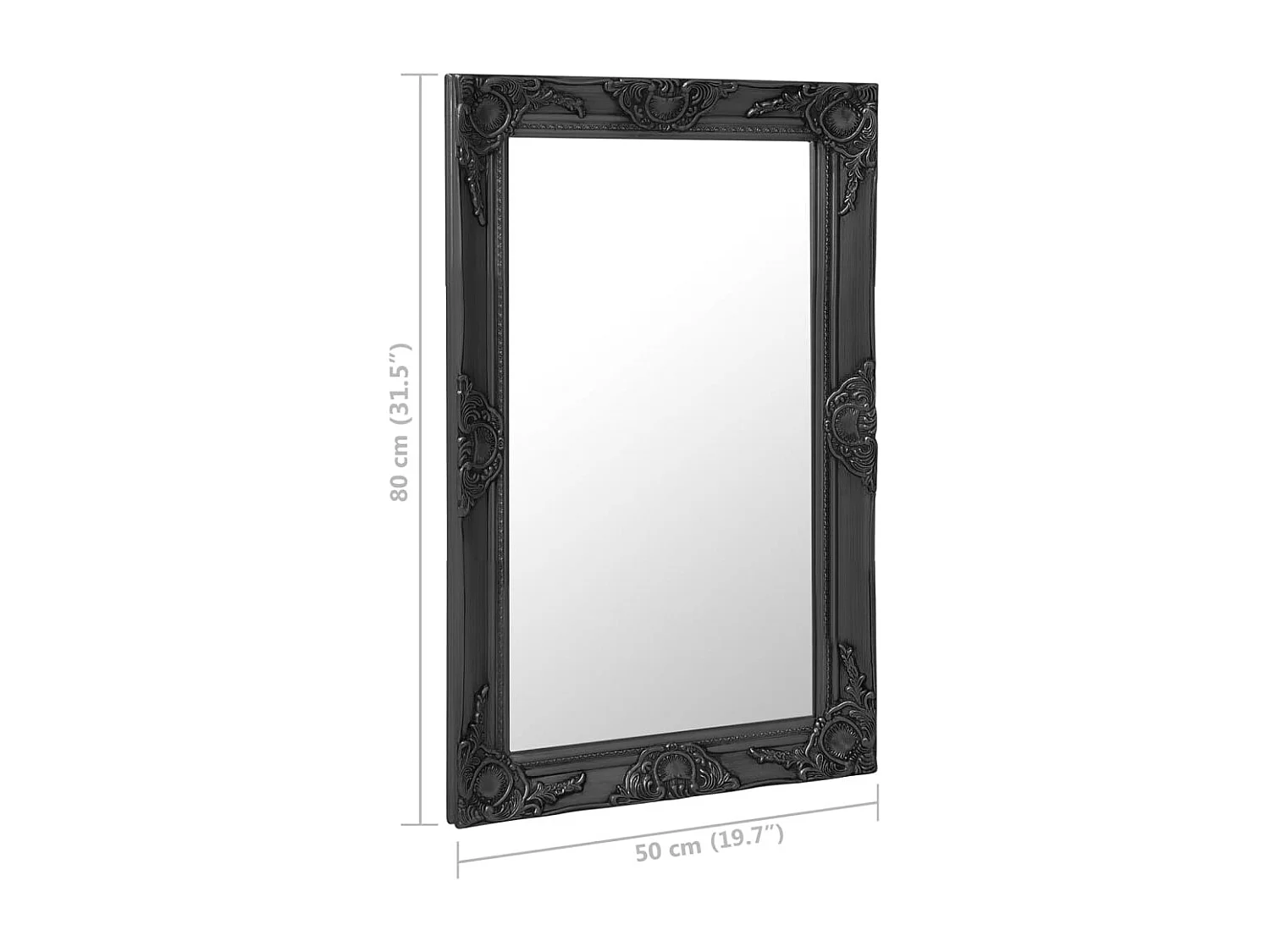 Specchio da parete in stile barocco 50x80 cm nero
