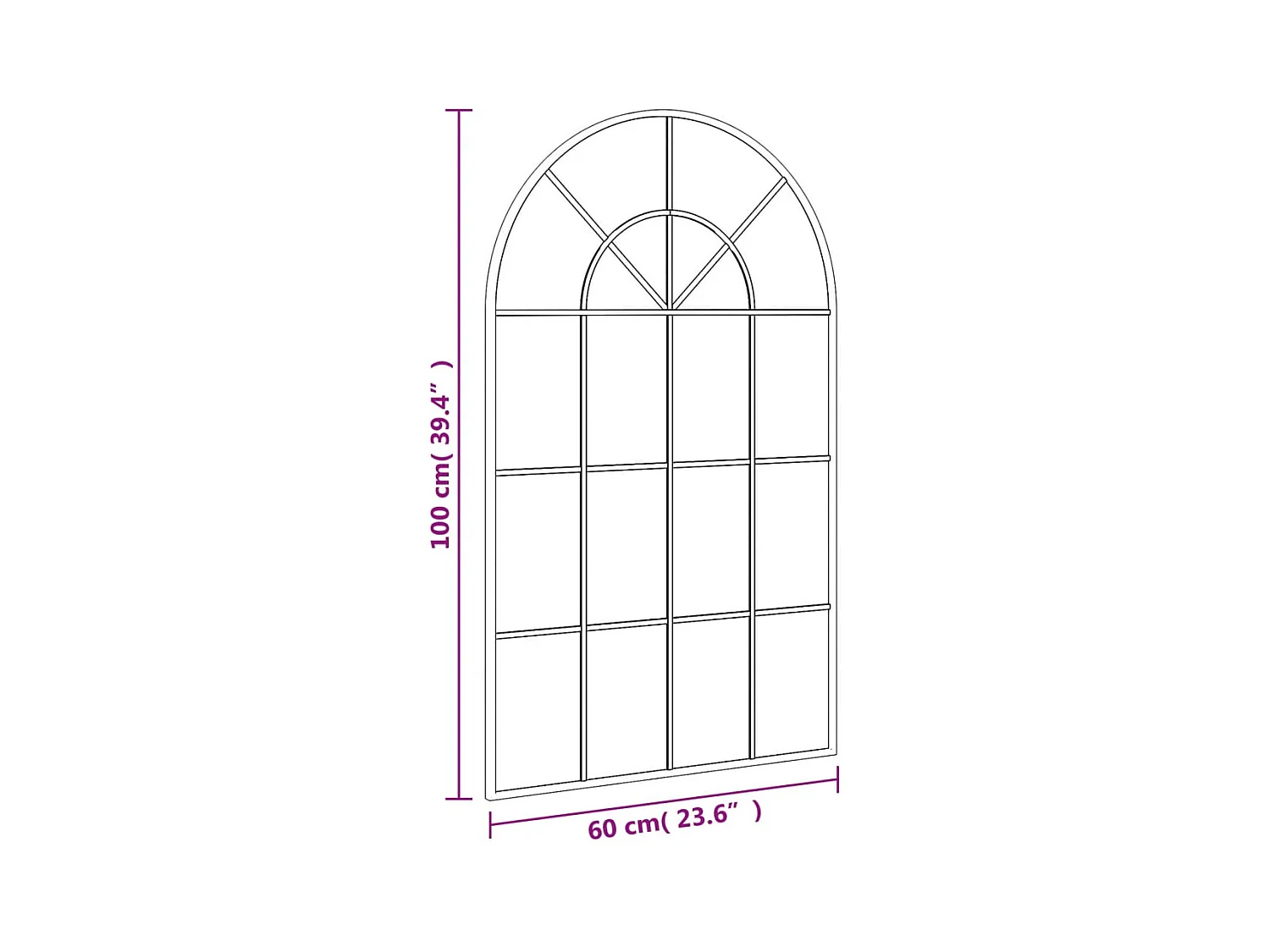 Specchio da parete nero 60x100 cm arco in ferro