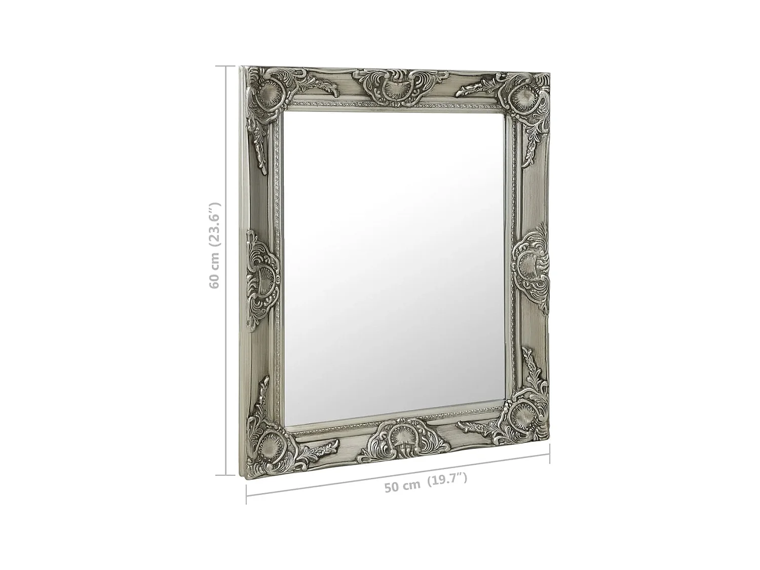 Wandspiegel in barokstijl 50x60 cm Zilver