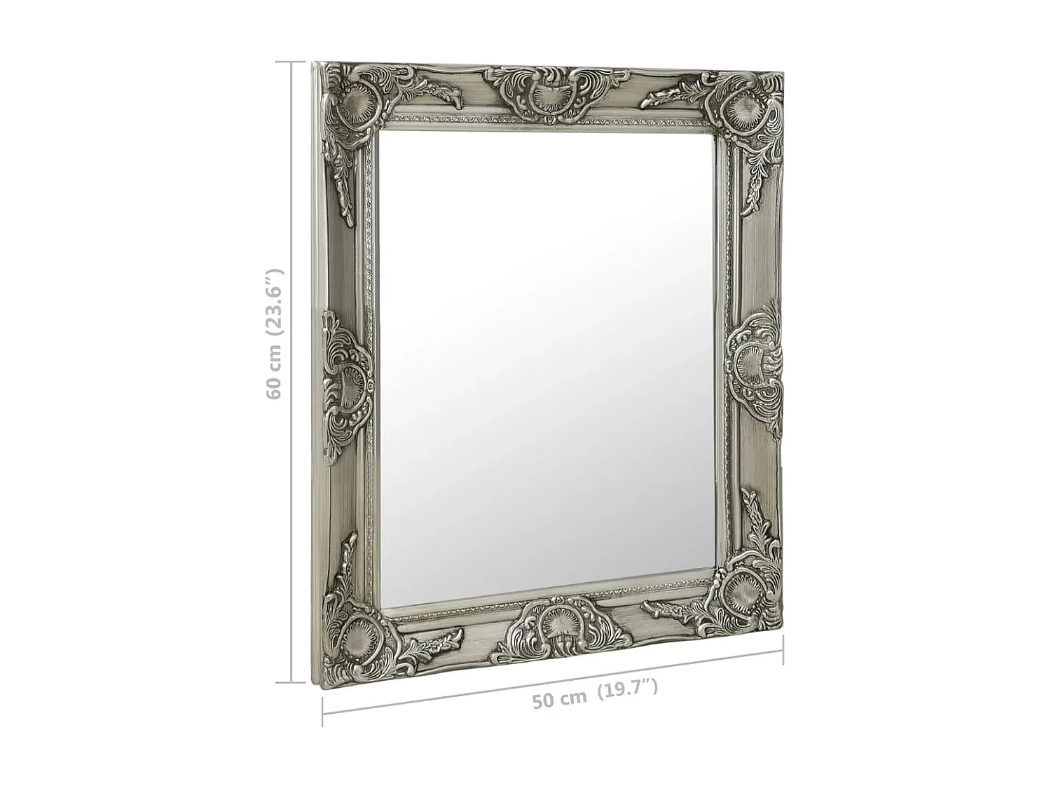 Specchio da parete in stile barocco 50x60 cm Argento