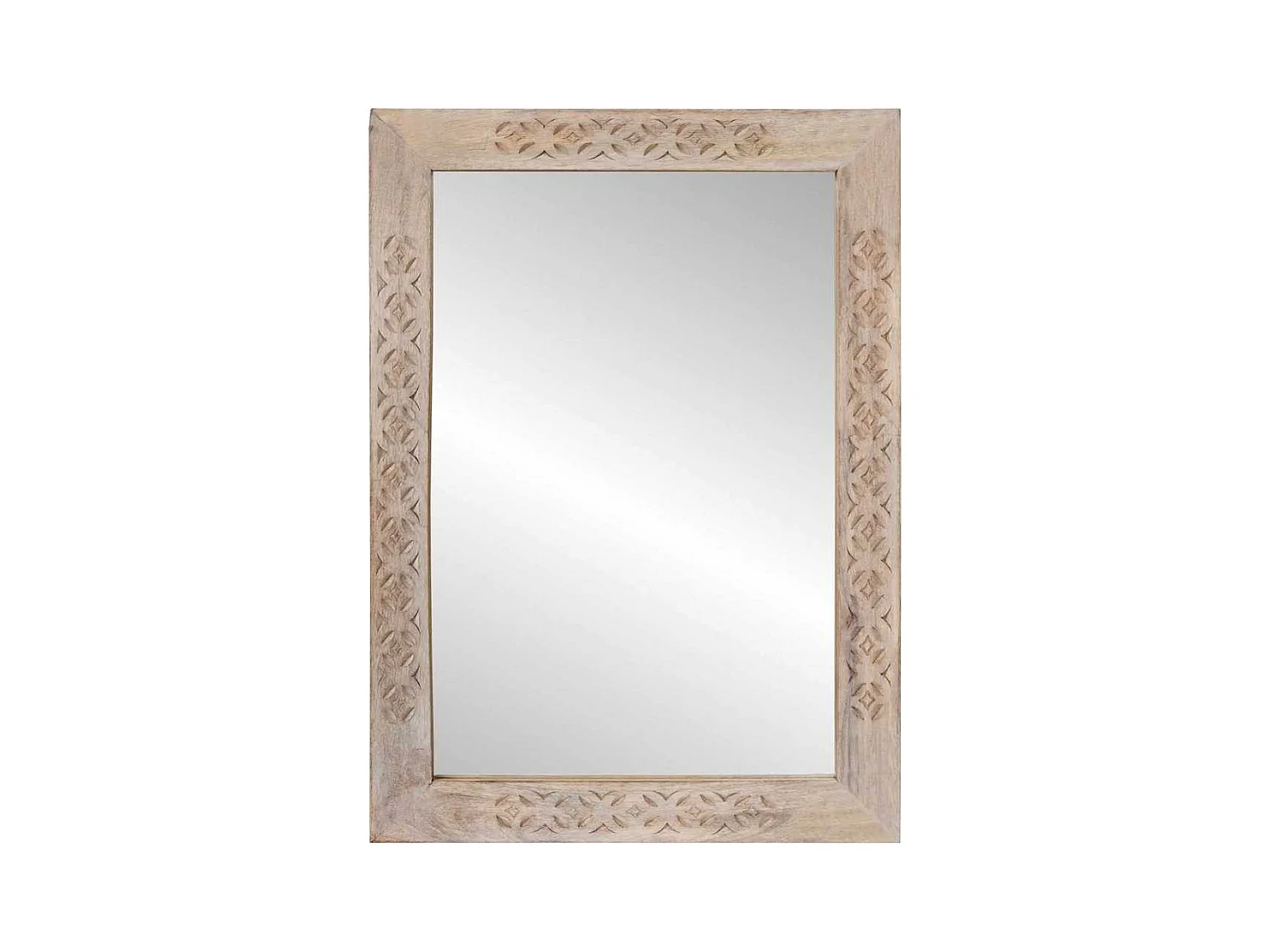 Miroir avec miroir Blanc 57 x 70 x 3 cm bois de manguier massif