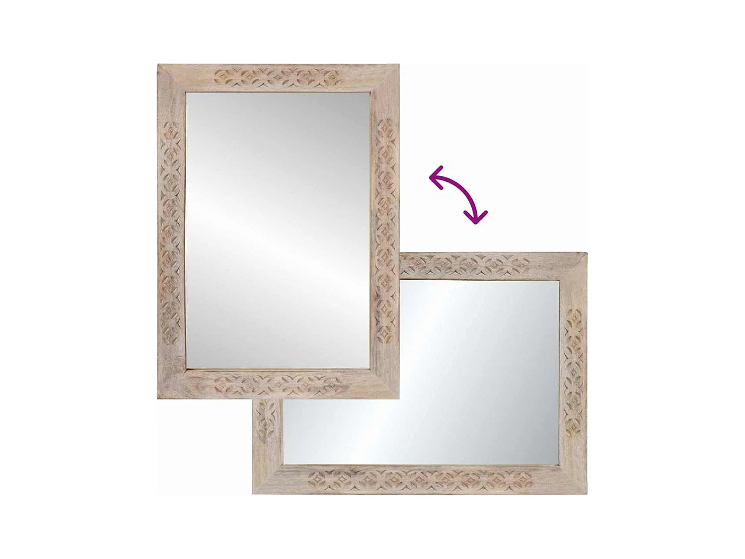 Miroir avec miroir Blanc 57 x 70 x 3 cm bois de manguier massif