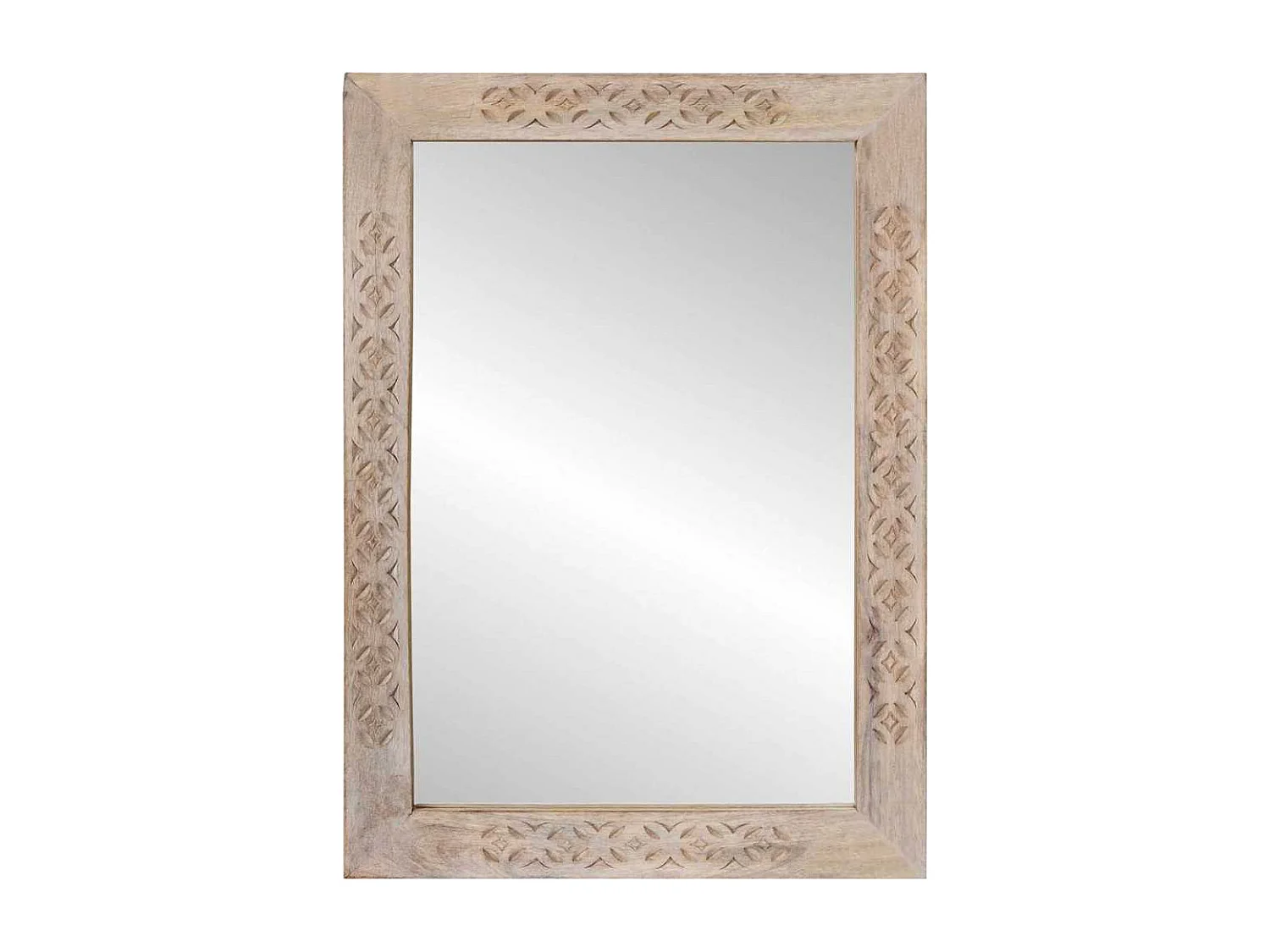 Miroir avec miroir Blanc 57 x 70 x 3 cm bois de manguier massif