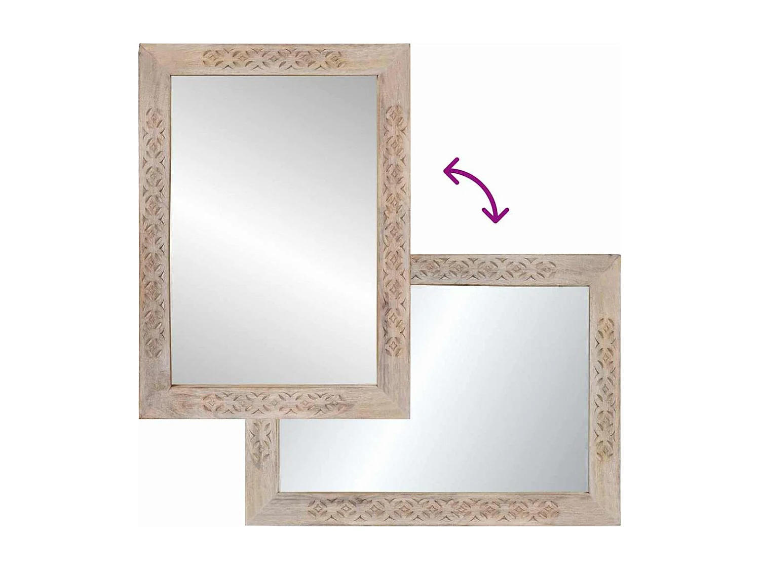 Miroir avec miroir Blanc 57 x 70 x 3 cm bois de manguier massif