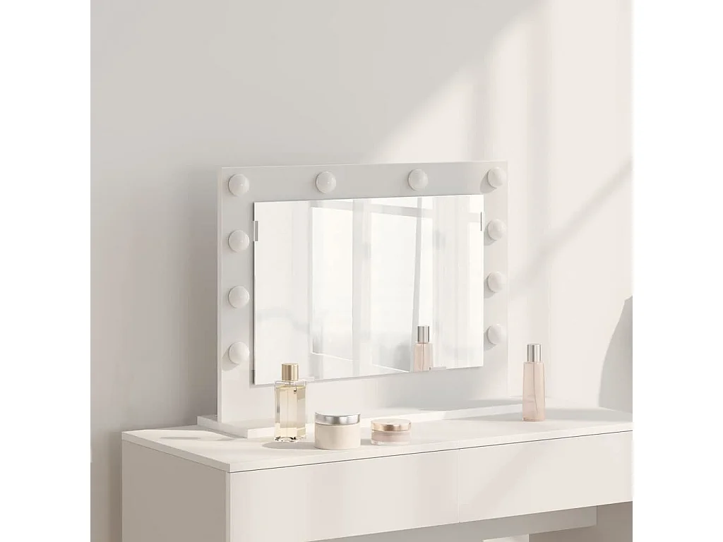 Miroir de vanité avec des lumières à LED Blanc 60 x 45 x 18 cm